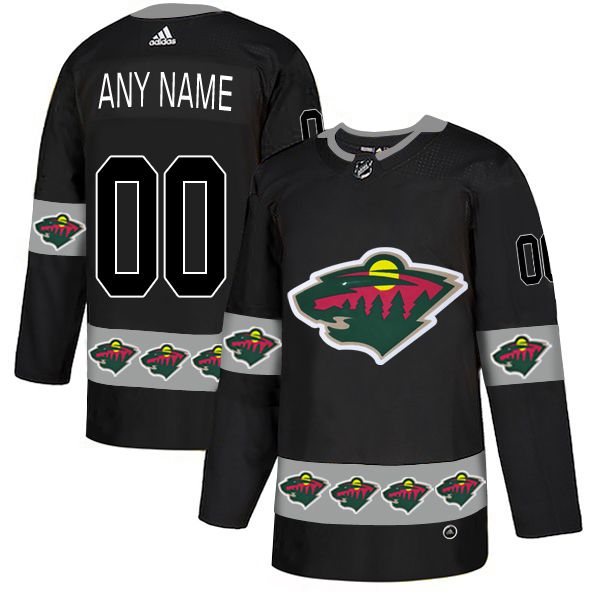 Men Minnesota Wild 00 Any Name Black Custom Adidas Fashion NHL Jersey